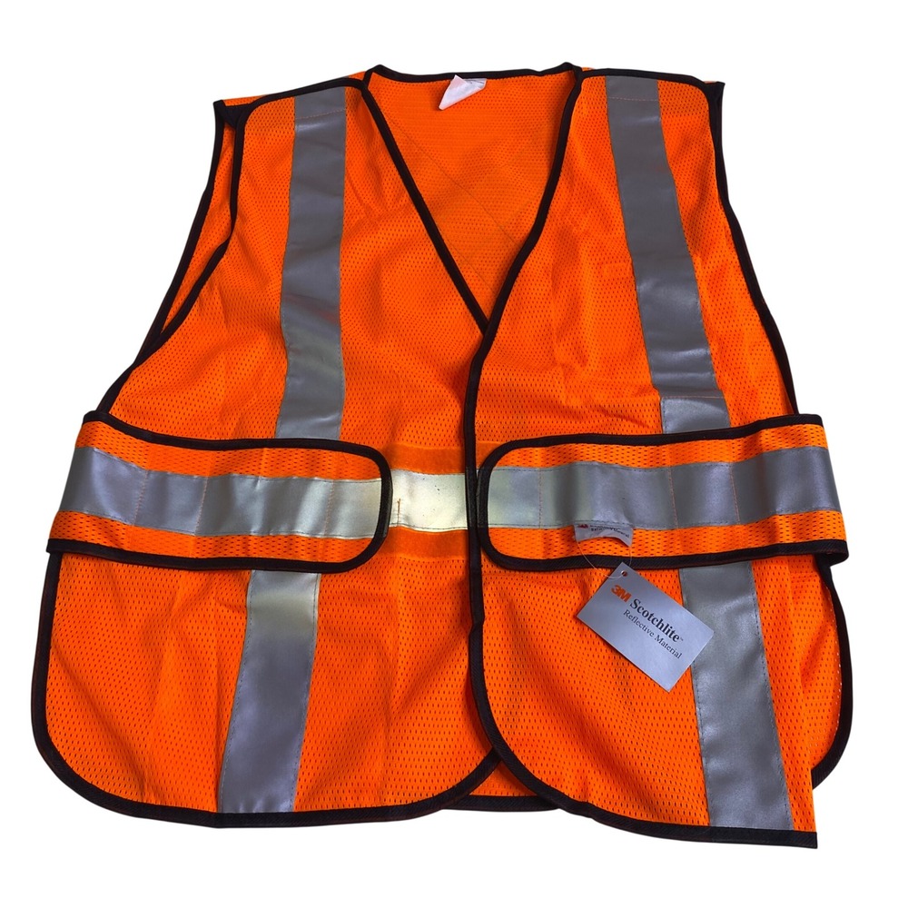 3M Mens L-XL Safety Vest Orange Reflective Scotchlite ANSI Class 2 Type R Mesh
